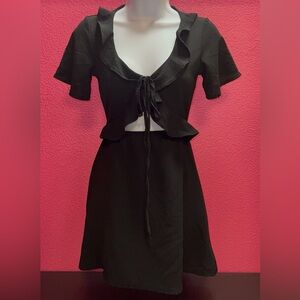 PrettyLittleThing Black Ruffle Dress